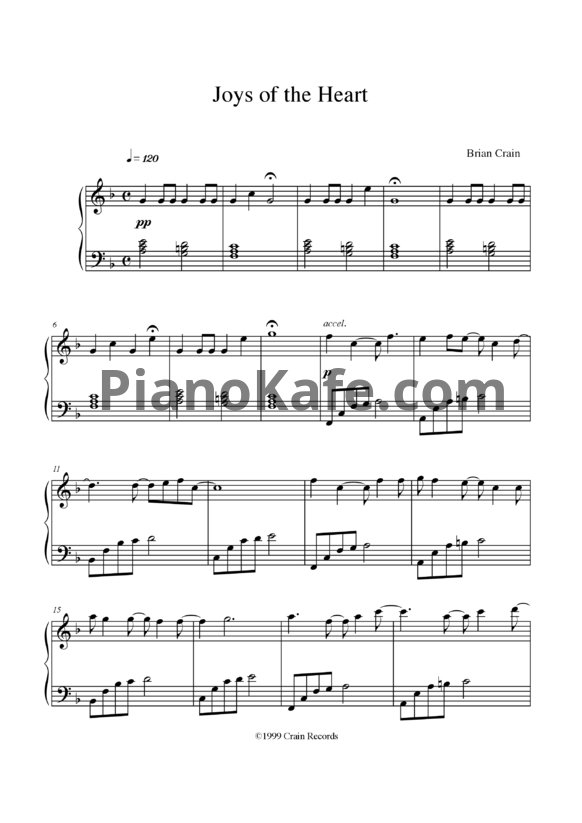 Ноты Brian Crain - Joys of the heart - PianoKafe.com