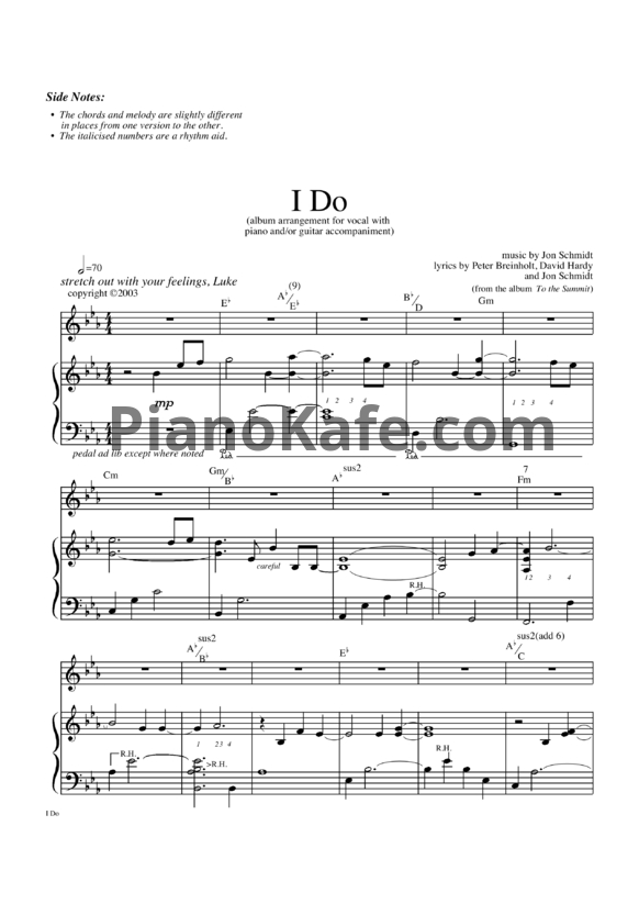 Ноты Jon Schmidt - I do - PianoKafe.com