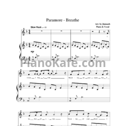 Ноты Paramore - Breathe (Until tomorrow) - предпросмотр