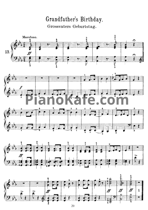 Ноты Корнелиус Гурлитт - Grandfather's birthday (Op. 101, №13) - PianoKafe.com