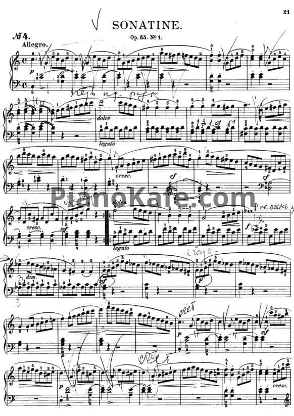 Ноты Ф. Кулау - Сонатина (Op. 55) - PianoKafe.com
