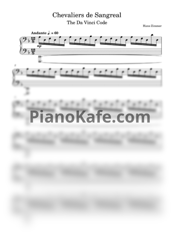 Ноты Hans Zimmer - Chevaliers de Sangreal - PianoKafe.com