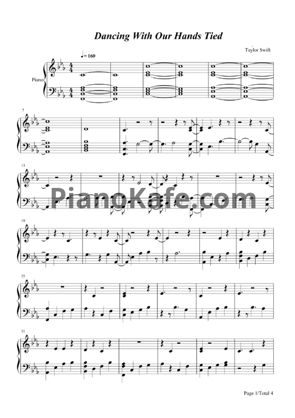 Ноты Taylor Swift - Call it what you want - PianoKafe.com