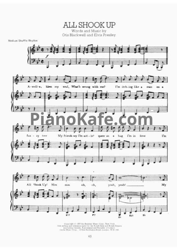Ноты Elvis Presley - All shook up - PianoKafe.com