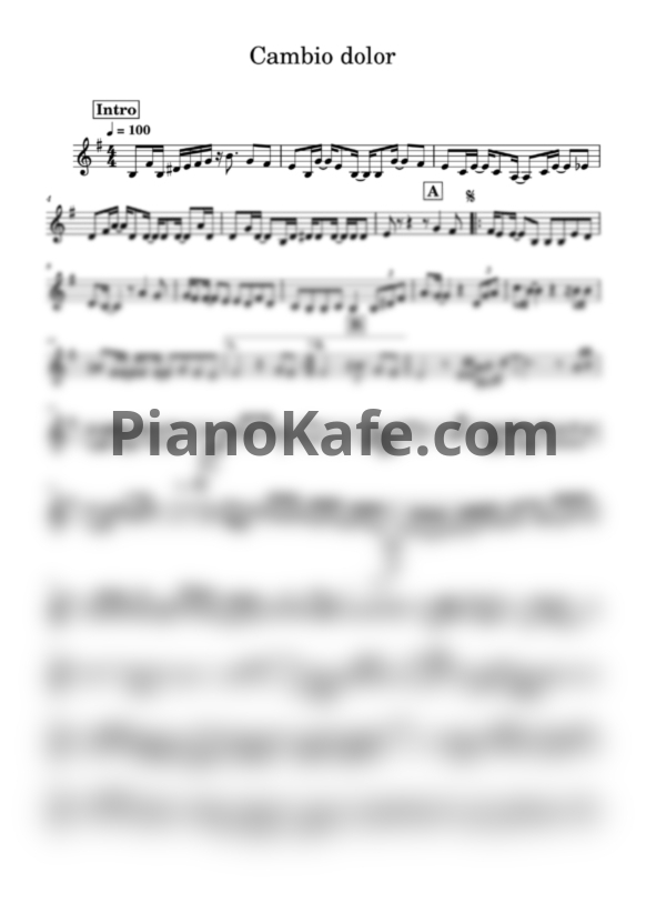 Ноты Natalia Oreiro - Cambio dolor (Переложение для трубы) - PianoKafe.com