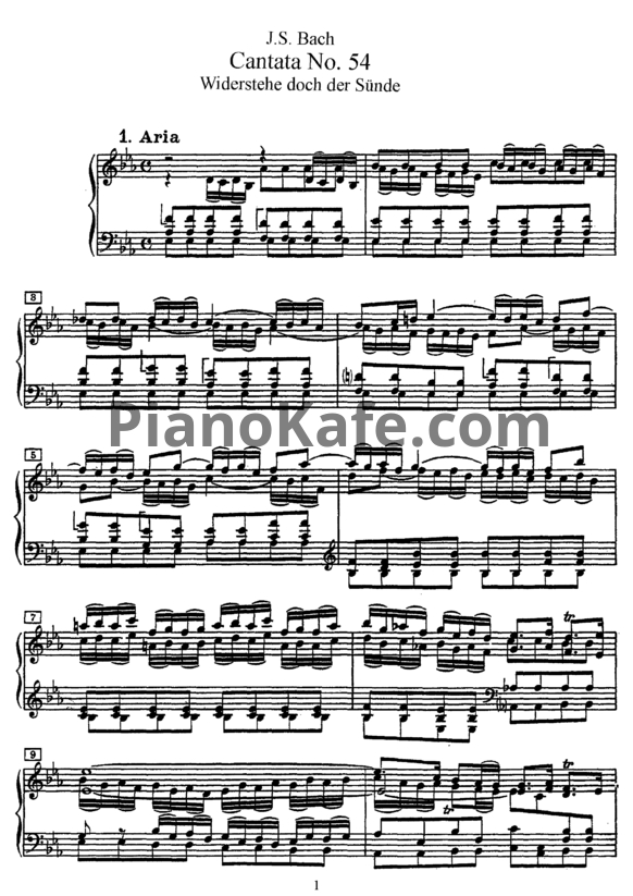 Ноты И. Бах - Кантата №54 "Wederstehe doch der sunde" (BWV 54) - PianoKafe.com