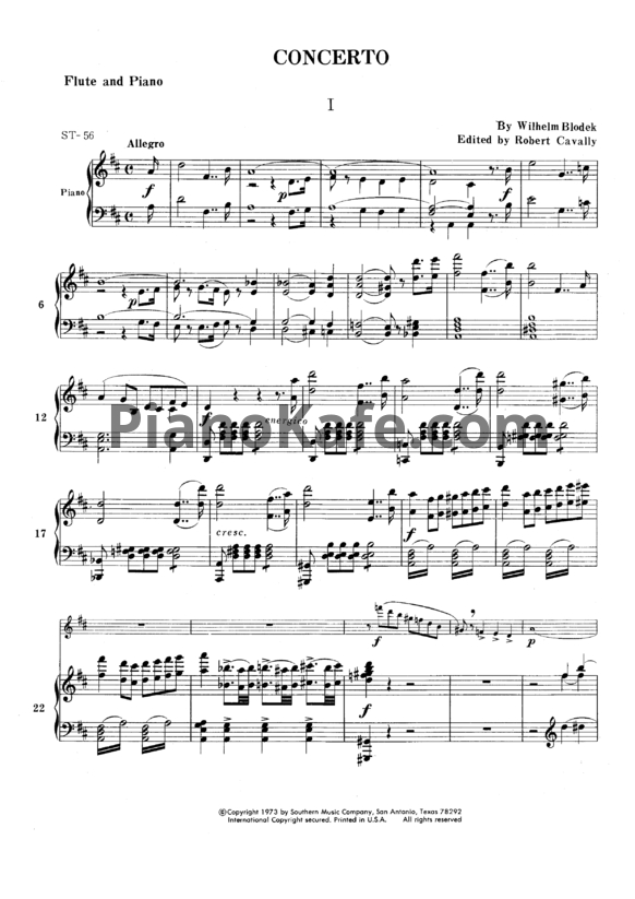 Ноты В. Блодек - Концерт фа мажор (Edited by Robert Cavally) - PianoKafe.com