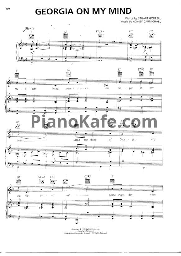 Ноты Ray Charles - Georgia on my mind - PianoKafe.com