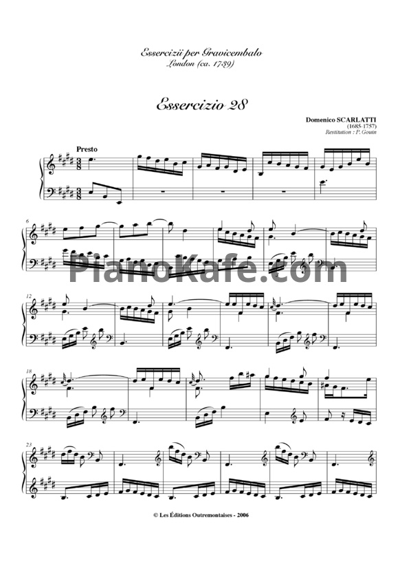 Ноты Д. Скарлатти - Соната K28 - PianoKafe.com