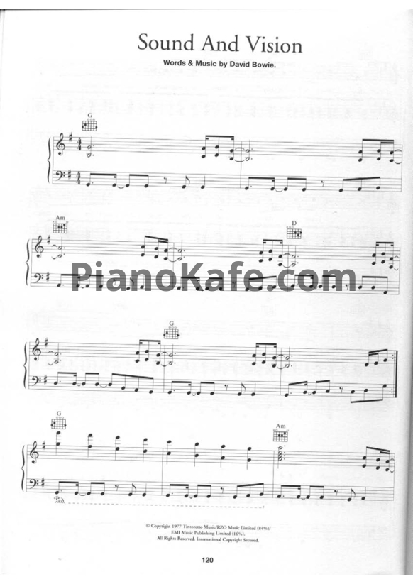 Ноты David Bowie - Sound and vision - PianoKafe.com