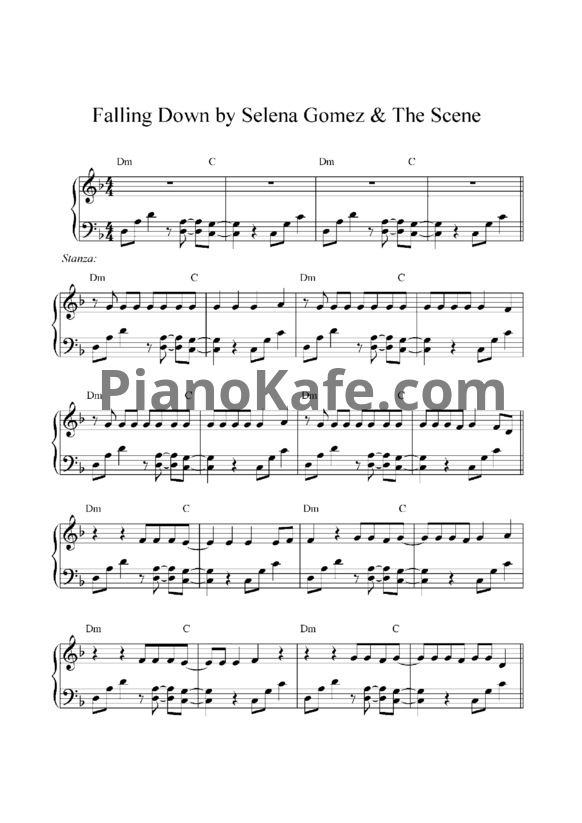 Ноты Selena Gomez feat. The Scene - Falling down - PianoKafe.com