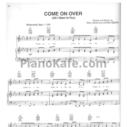 Ноты Christina Aguilera - Come on over (All I want is you) - предпросмотр