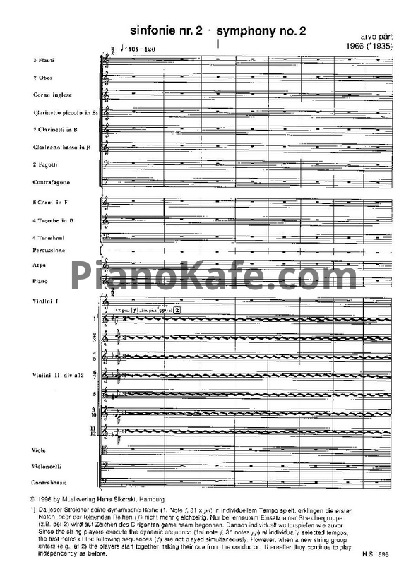 Ноты Арво Пярт - Симфония №2 - PianoKafe.com