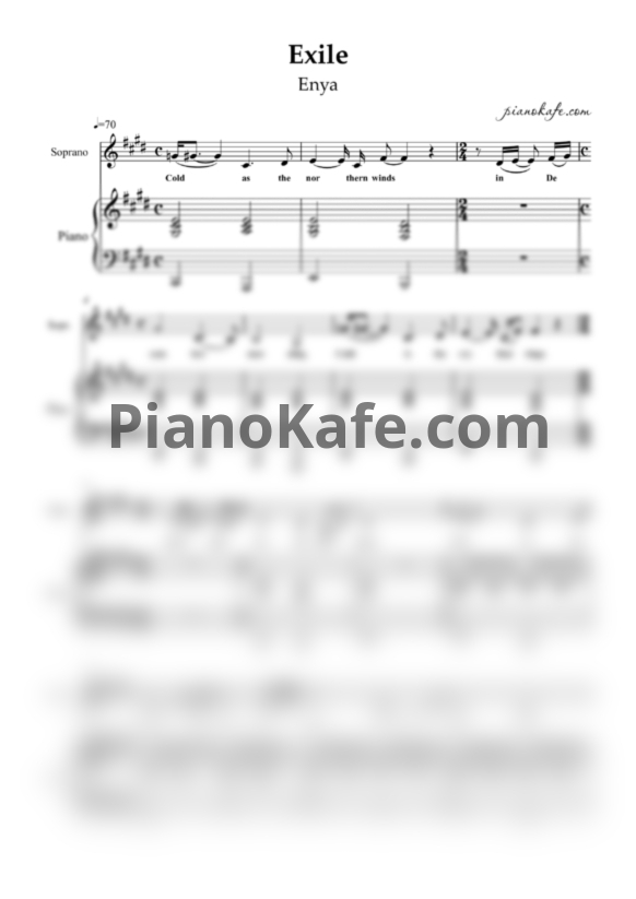 Ноты Enya - Exiles (Версия 2) - PianoKafe.com
