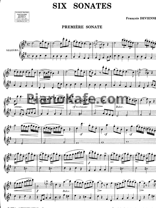 Ноты Франсуа Девьен - 6 сонат для дуэта флейт - PianoKafe.com