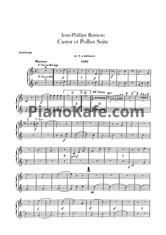 Ноты Жан-Филипп Рамо - Увертюра "Кастор и Поллукс" (Валторна) - PianoKafe.com