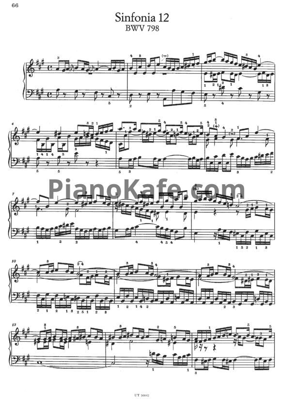Ноты И. Бах - Симфония №12 (BWV 798) - PianoKafe.com