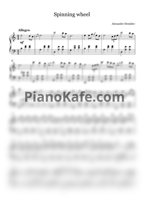 Ноты Alexander Demidov - Spinning wheel - PianoKafe.com