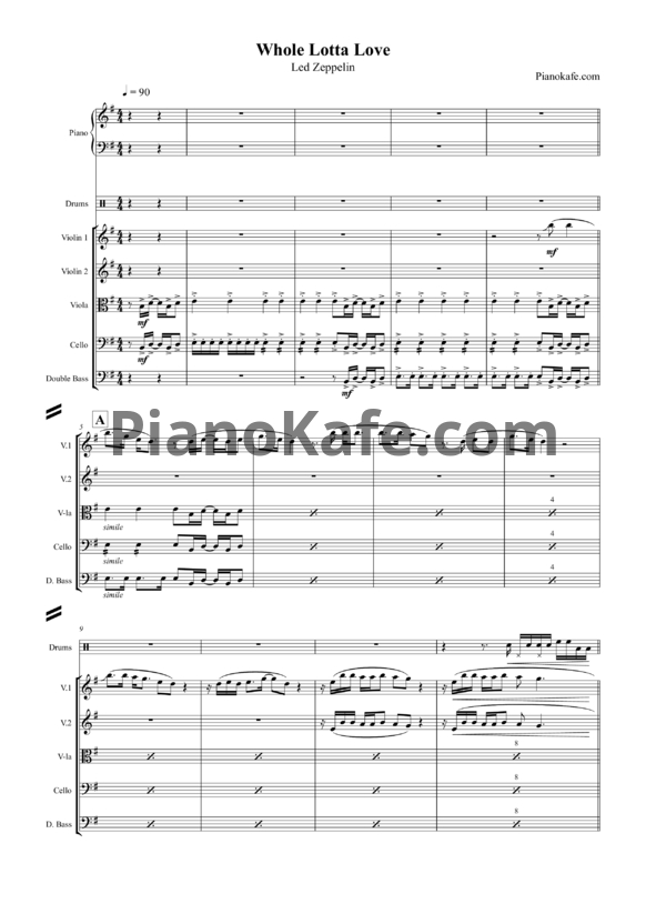 Ноты Led Zeppelin - Whole lotta love (Партитура и партии) - PianoKafe.com
