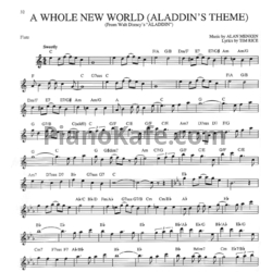 Ноты Peabo Bryson, Regina Belle - A whole new world (Aladdin's theme) - предпросмотр