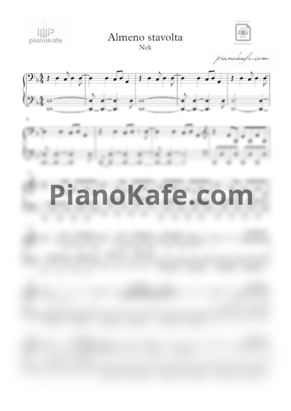 Ноты Nek - Almeno stavolta - PianoKafe.com