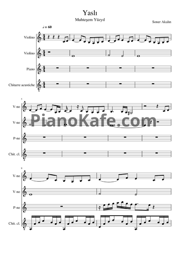 Ноты Soner Akalin - Yaslı (Mournful) - PianoKafe.com
