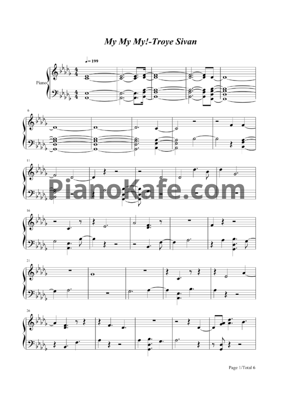 Ноты Troye Sivan - My my my! - PianoKafe.com