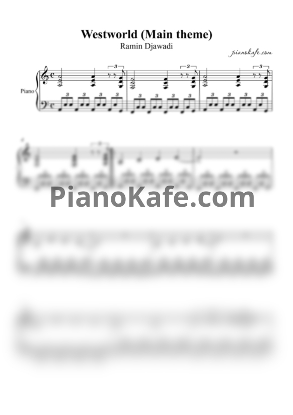 Ноты Ramin Djawadi - Westworld main theme (Версия 2) - PianoKafe.com
