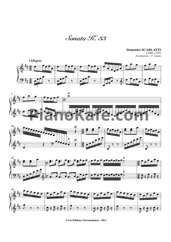 Ноты Д. Скарлатти - Соната K33 - PianoKafe.com