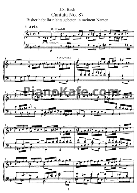 Ноты И. Бах - Кантата №87 "Bisher habt ihr nichts gebeten in meinem namen" (BWV 87) - PianoKafe.com