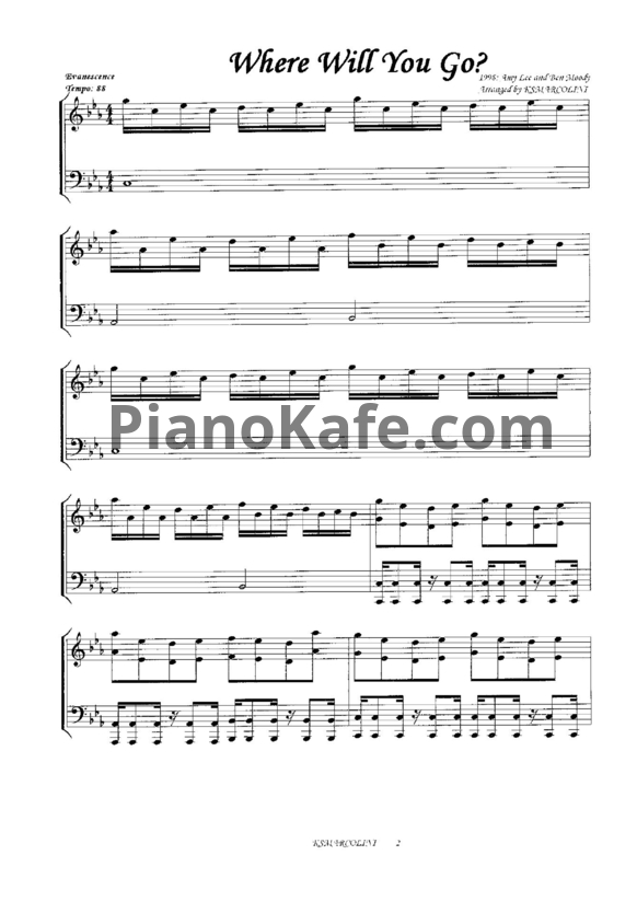 Ноты Evanescence - Where will you go - PianoKafe.com