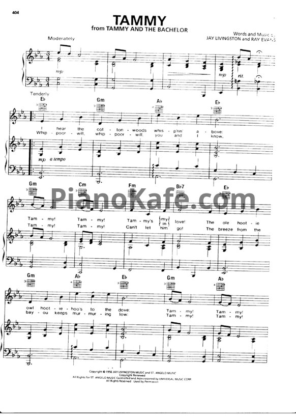 Ноты Jay Livingston and Ray Evans - Tammy - PianoKafe.com