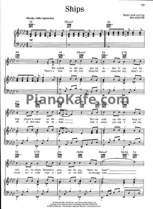 Ноты Barry Manilow - Ships - PianoKafe.com