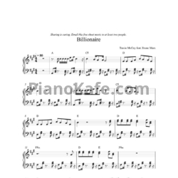 Ноты Travie McCoy feat. Bruno Mars - Billionaire (Версия 2) - предпросмотр