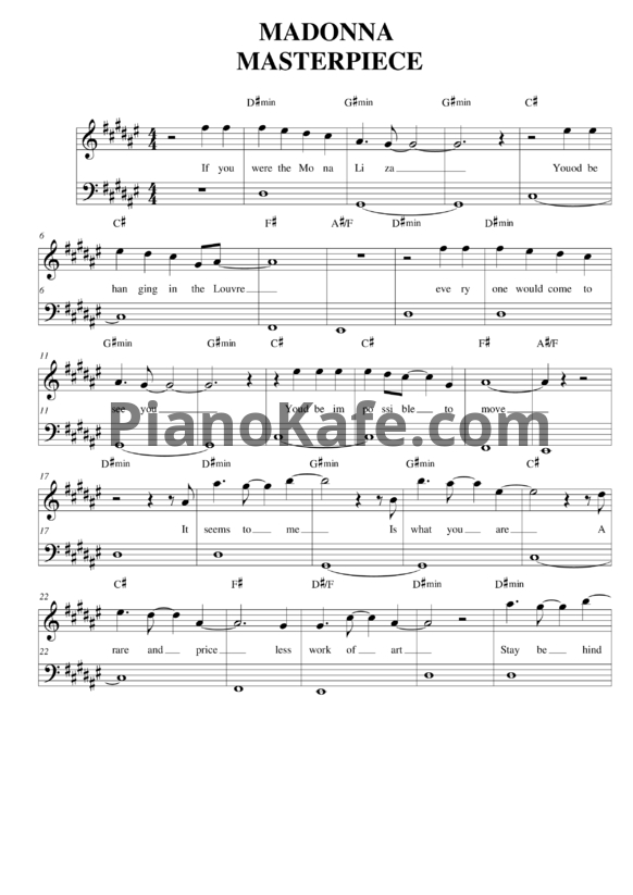 Ноты Madonna - Masterpiece - PianoKafe.com
