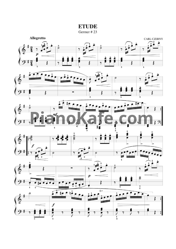 Ноты Карл Черни - Этюд Germer №23 - PianoKafe.com