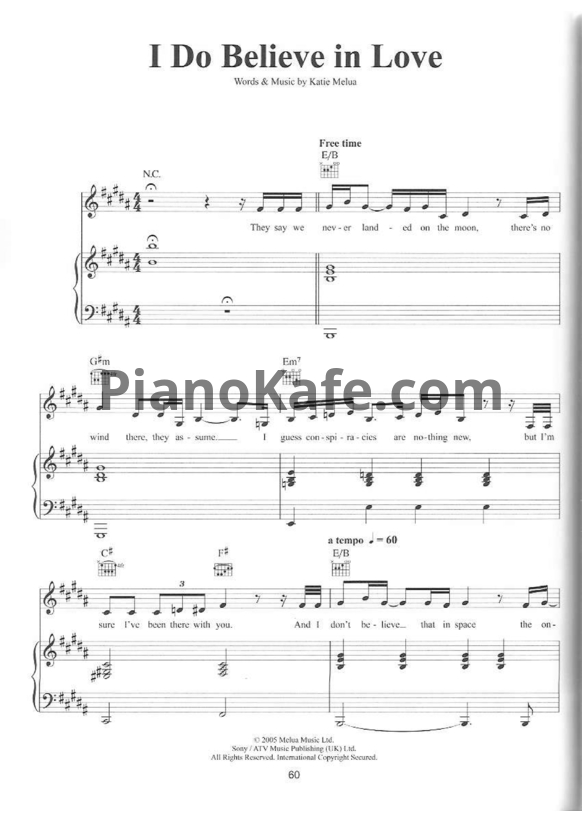 Ноты Katie Melua - I do believe in love - PianoKafe.com