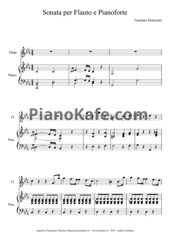 Ноты Gaetano Donizetti - Sonata per flauto e pianoforte - PianoKafe.com
