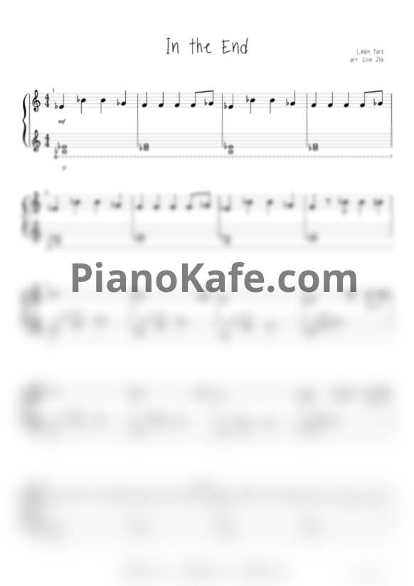 Ноты Linkin Park - In the end (Arr. Elen Zhu) - PianoKafe.com