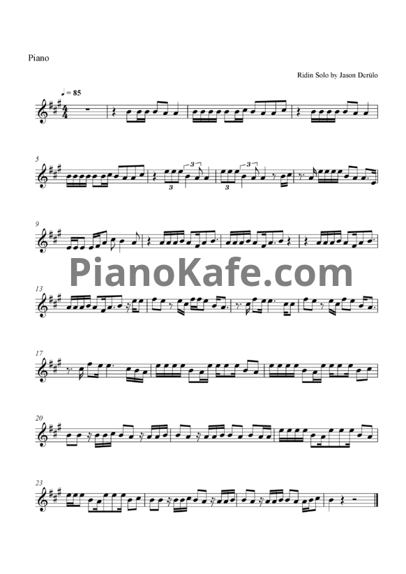 Ноты Jason Derulo - Ridin' solo - PianoKafe.com