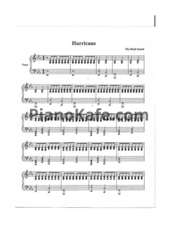 Ноты The Hush Sound - Hurricane - PianoKafe.com