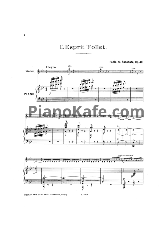 Ноты Пабло де Сарасате - Эльф (Соч. 48) - PianoKafe.com