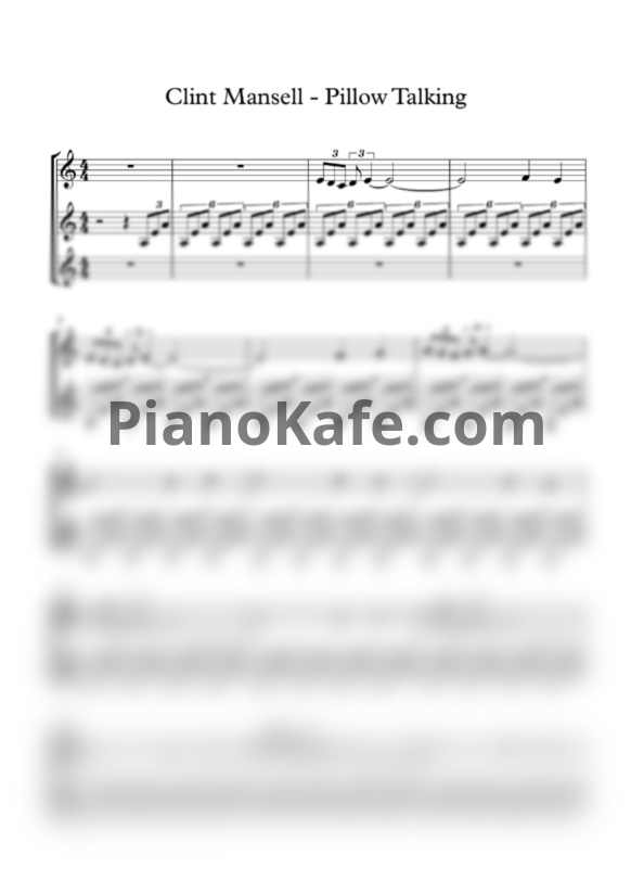 Ноты Clint Mansell - Pillow talking (для 3 фортепиано) - PianoKafe.com