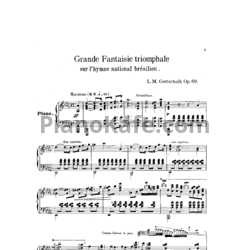 Ноты Луи Моро Готшалк - Grande fantaisie triomphale sur l'hymne national bresilien (Op. 69) - предпросмотр
