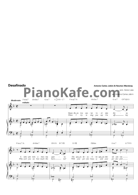 Ноты Antonio Carlos Jobim & Newton Mendonç - Desafinado - PianoKafe.com