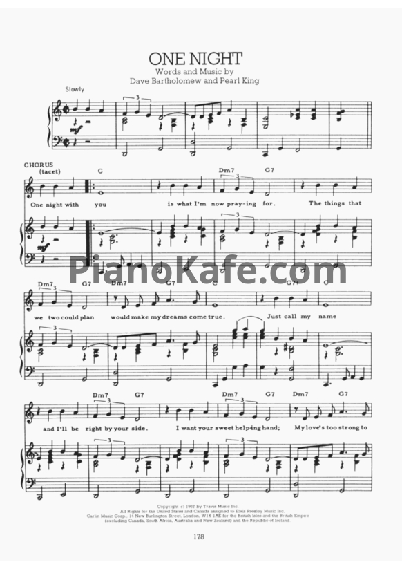Ноты Elvis Presley - One night - PianoKafe.com