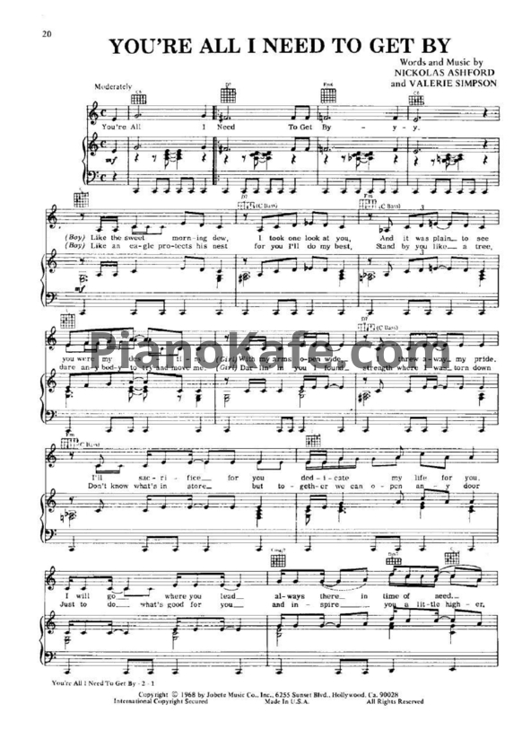 Ноты Marvin Gaye - You're all I need to get by - PianoKafe.com