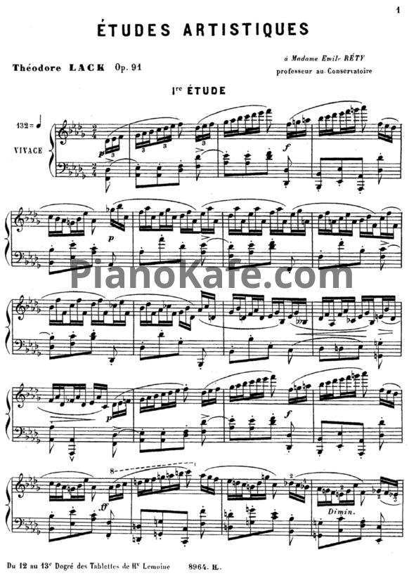 Ноты Т. Лак - Художественные этюды (Соч. 91) - PianoKafe.com