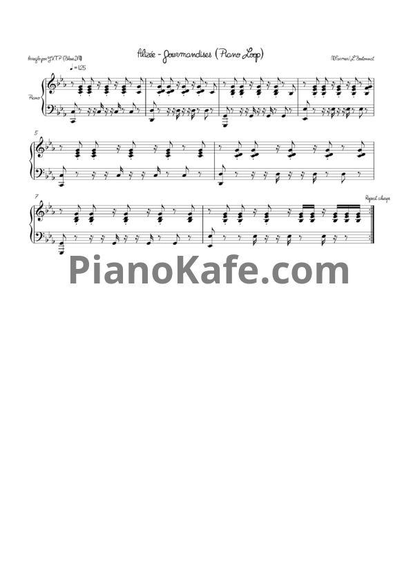 Ноты Alizee - Gourmandises (Piano Loop) - PianoKafe.com