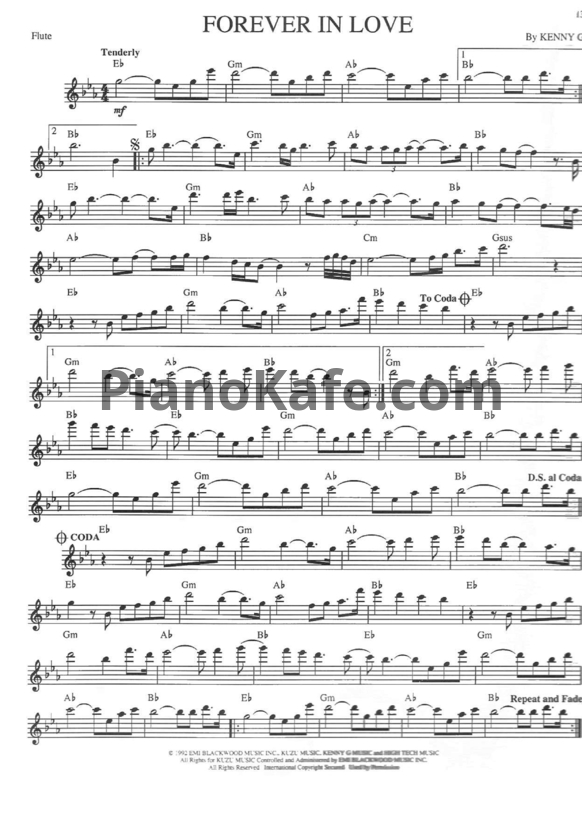 Ноты Kenny G - Forever in love (Переложение для флейты) - PianoKafe.com